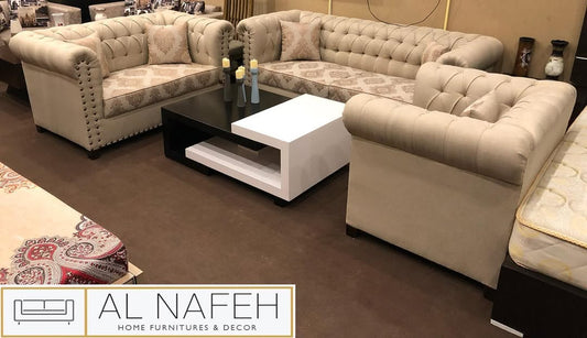 Al-Nafeh’s Red and white Chesterfield 3 2 1 sofa sets